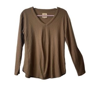 Chaser Waffle Knit Thermal Tunic Soft Long Sleeve Top Size M. KK